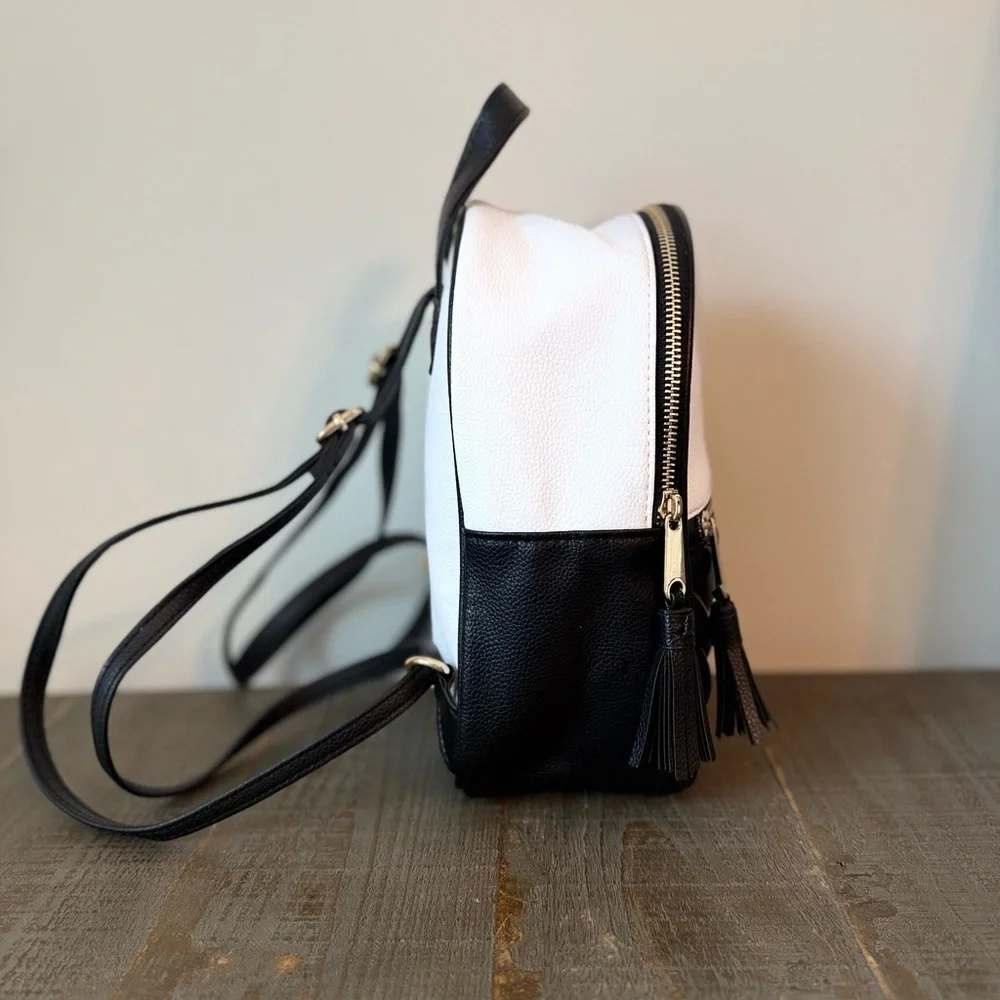 Claire's Black and White Color Block Mini Backpack